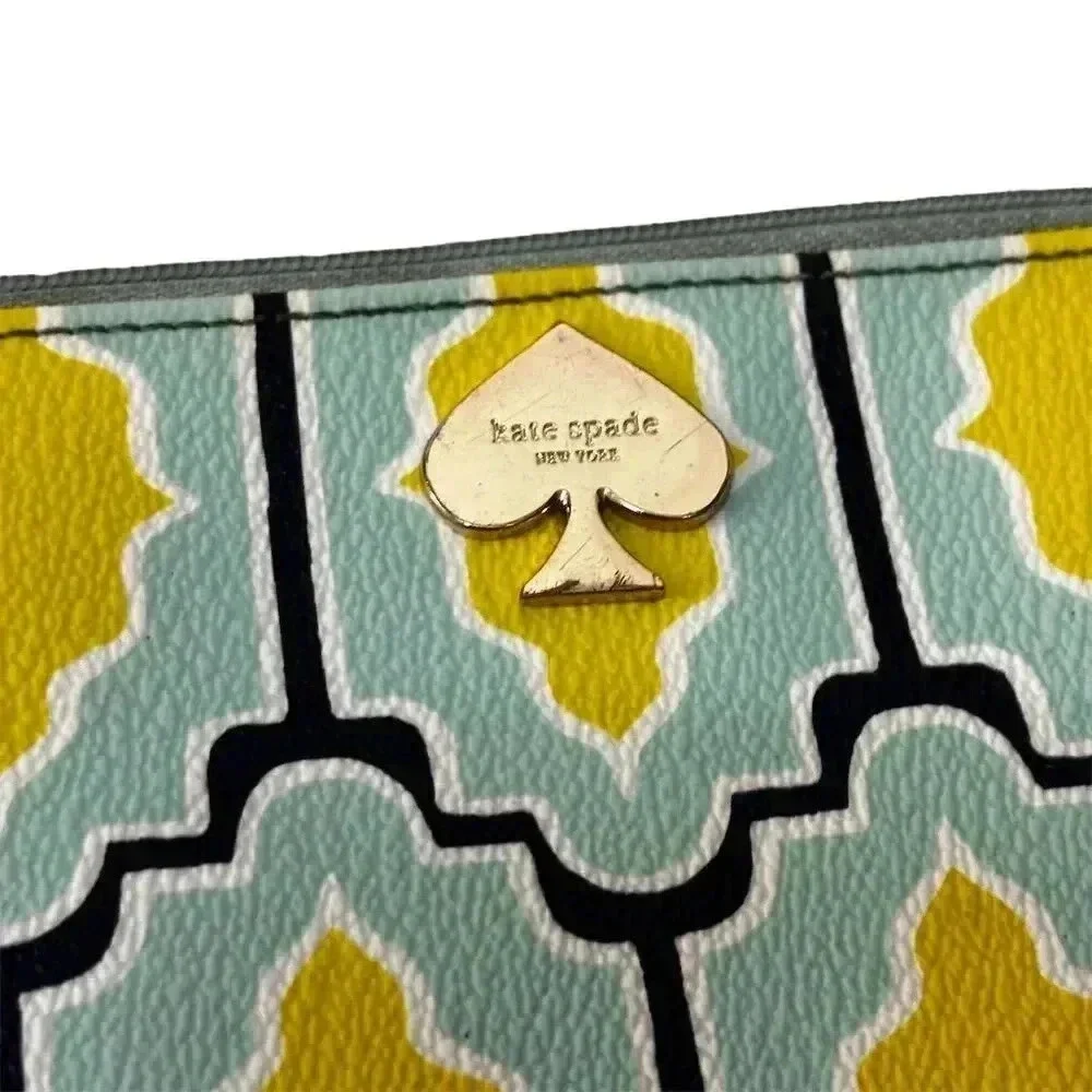 Kate Spade Women's Geometric Clutch Wristlet Blue Green Bag